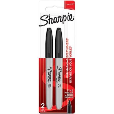 Sharpie, permanent, fine, 2 pack, svart